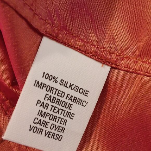 Anne Klein Vibrant Orange/Persimmon Silk Blouse. Dupioni. Versatile - Picture 9 of 11